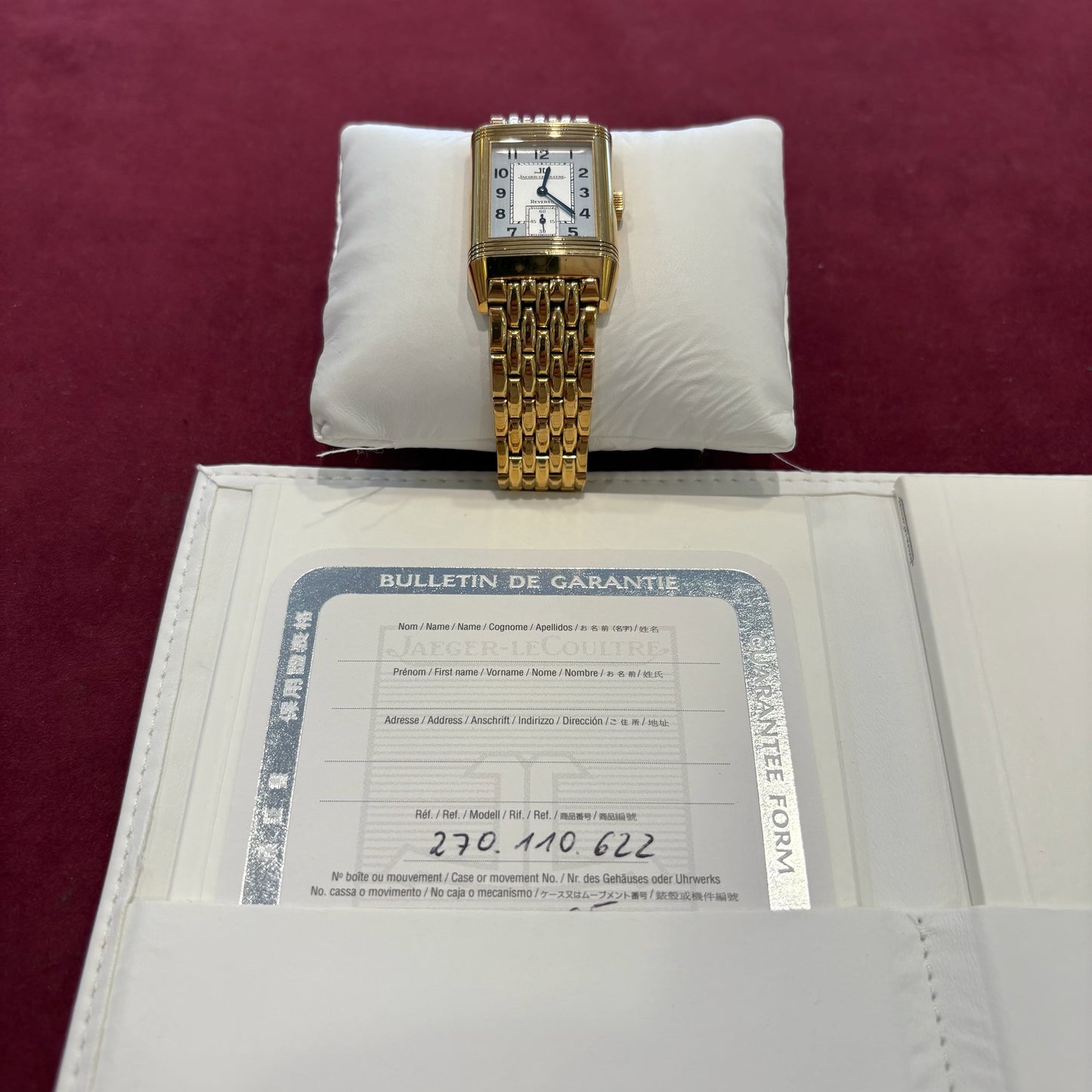 Jaeger-LeCoultre Reverso Grande Taille 270.110.622 Gelbgold 750 mit Goldband, Full Set