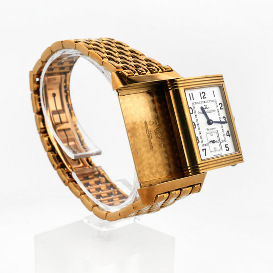 Jaeger-LeCoultre Reverso 270.1.62 mit seitlich herausgeschobenem Wendegehäuse, Innenseite mit Goldpunze sichtbar
