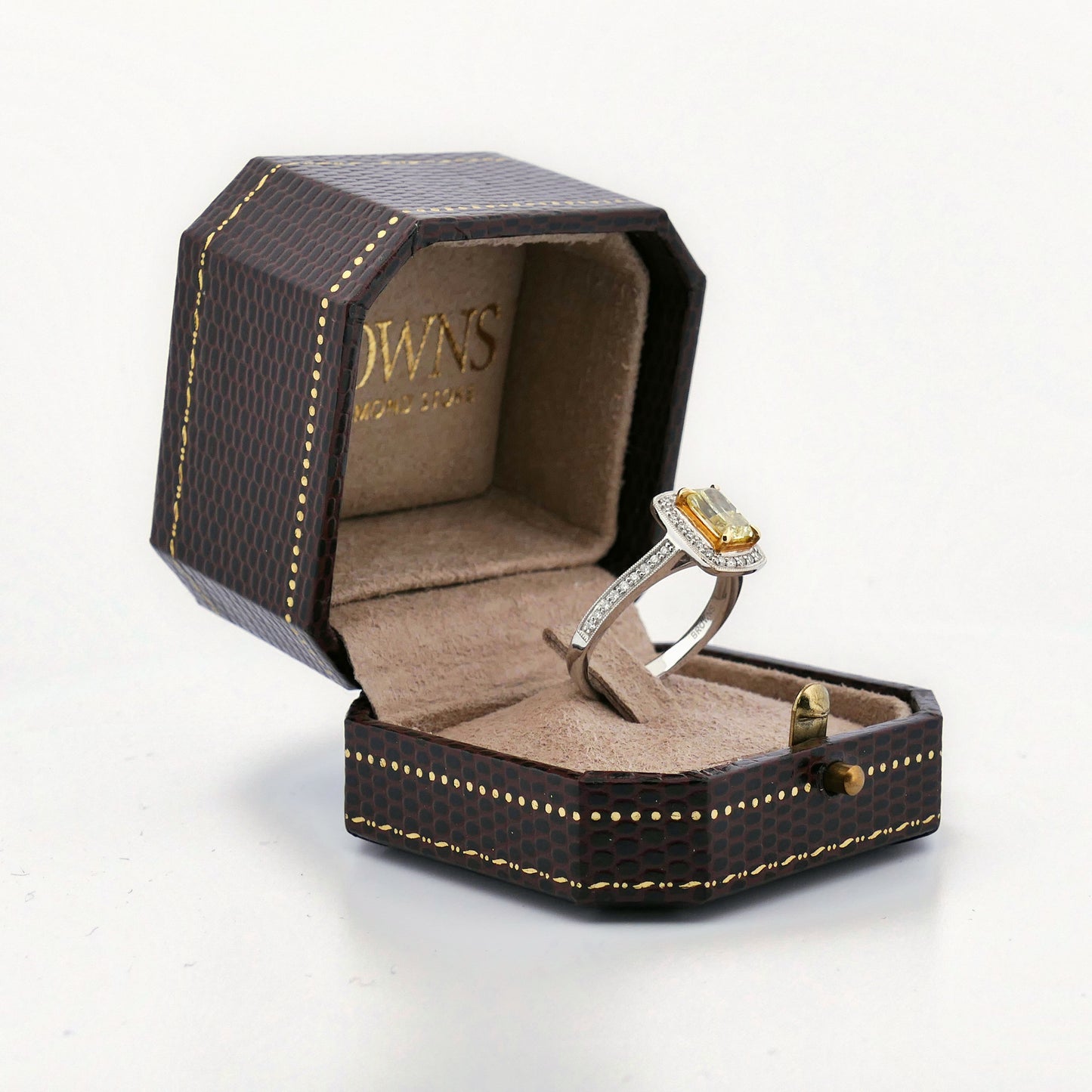 Natürlicher gelber Diamant 1,19 ct Fancy Intense in 750 Gold, Halo Ring