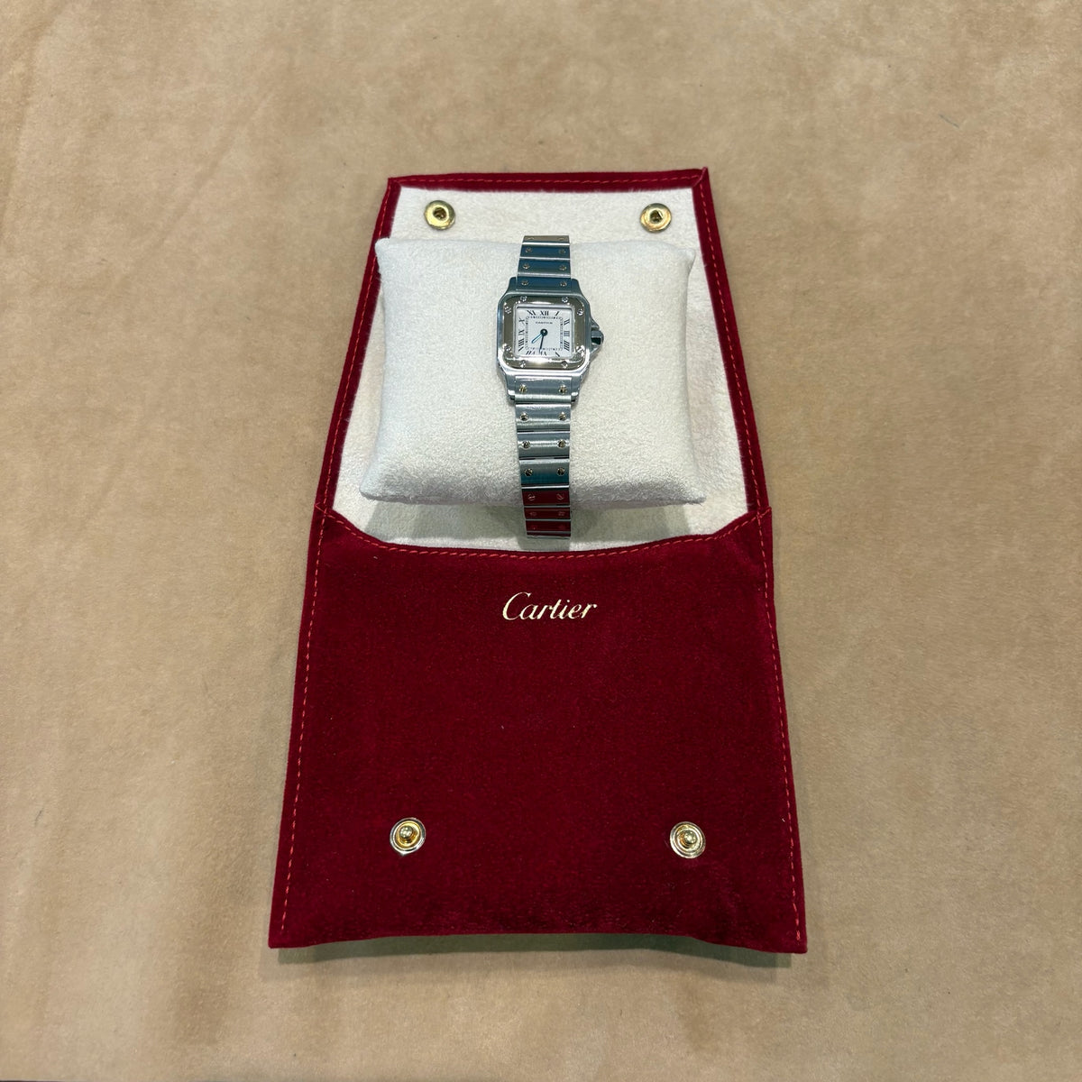 Cartier Santos Galbée Ref. 1057930 mit Cartier Beutel