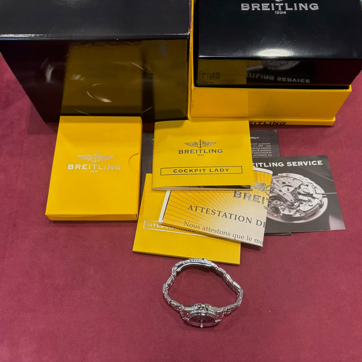 Breitling Cockpit Lady 32 mm Ref. A71356 Schwarz Diamanten Full Set