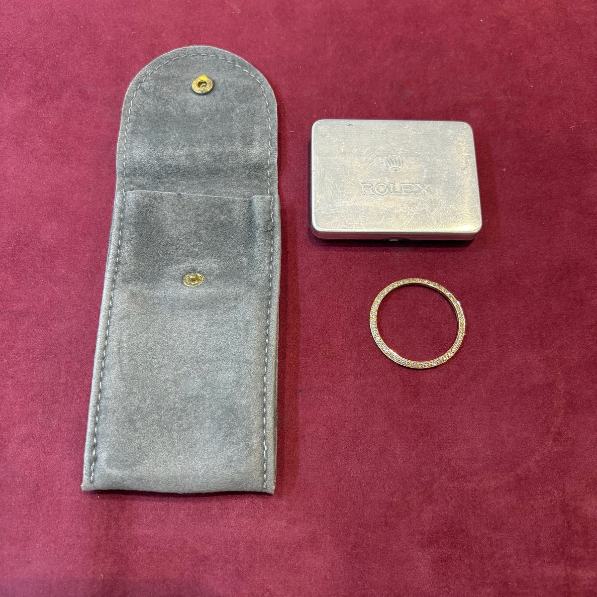 Rolex Day-Date Lünette mit originaler Rolex Metalldose und Rolex Samtetui