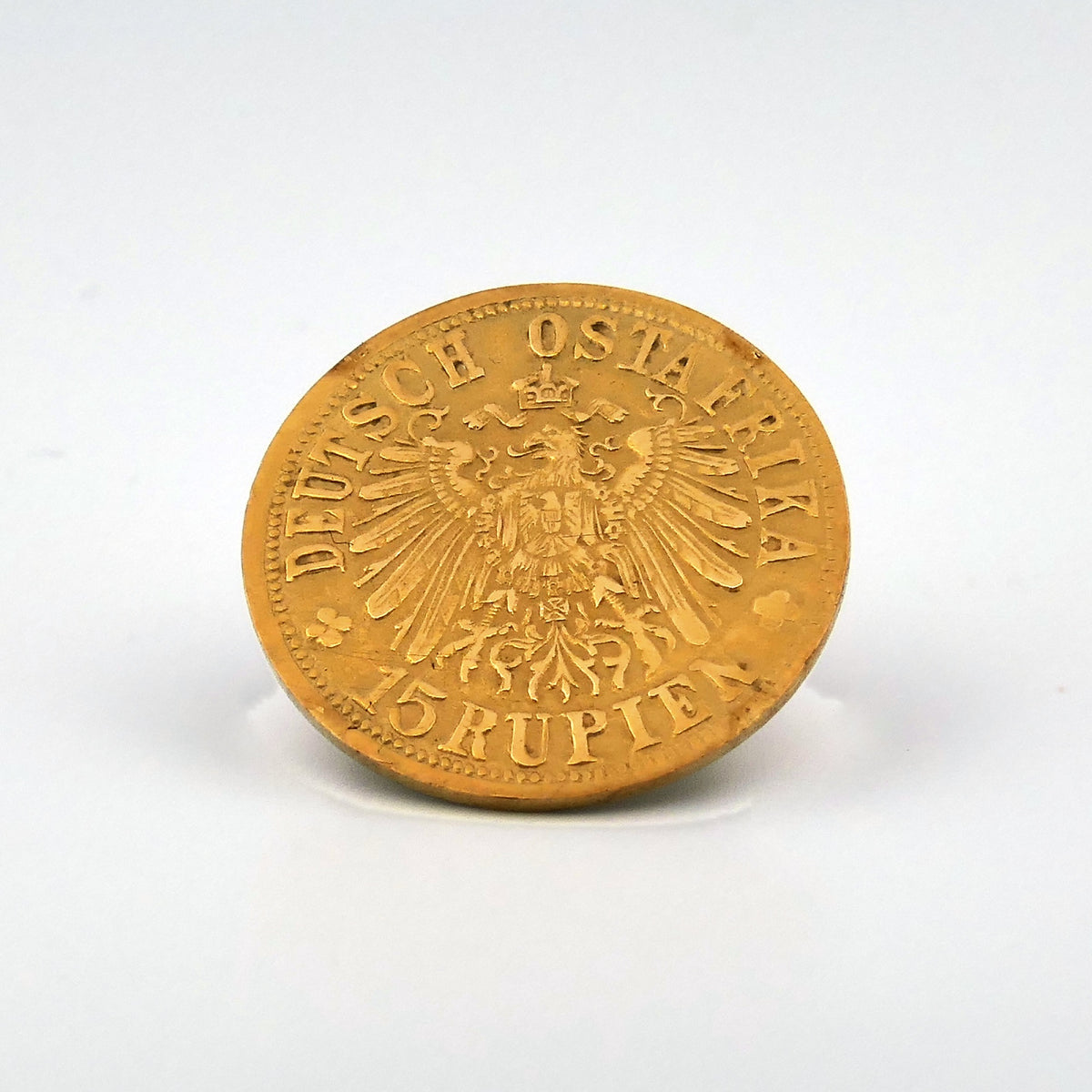 15 Rupien 1916 T Gold Rückseite schräg, Reichsadler und Wertangabe 15 Rupien