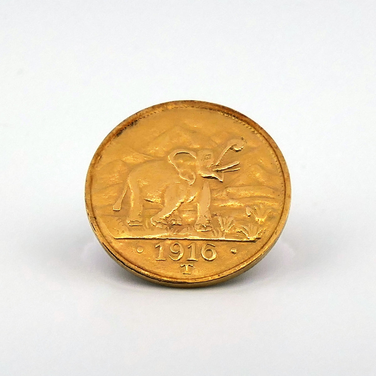 Goldelefant von Tabora, 15 Rupien 1916 Vorderseite schräg mit glattem Rand