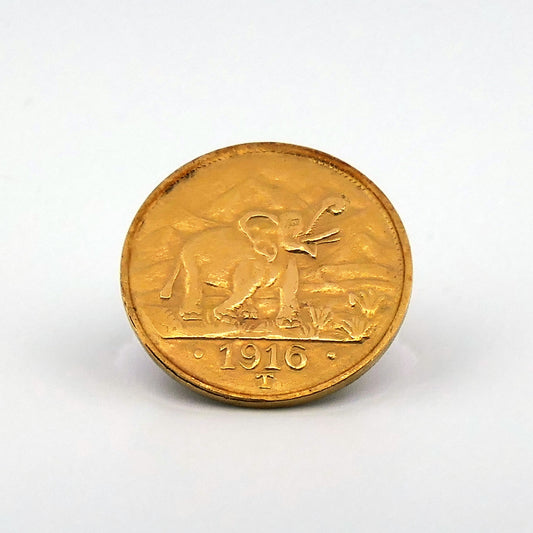 Goldelefant von Tabora, 15 Rupien 1916 Vorderseite schräg mit glattem Rand