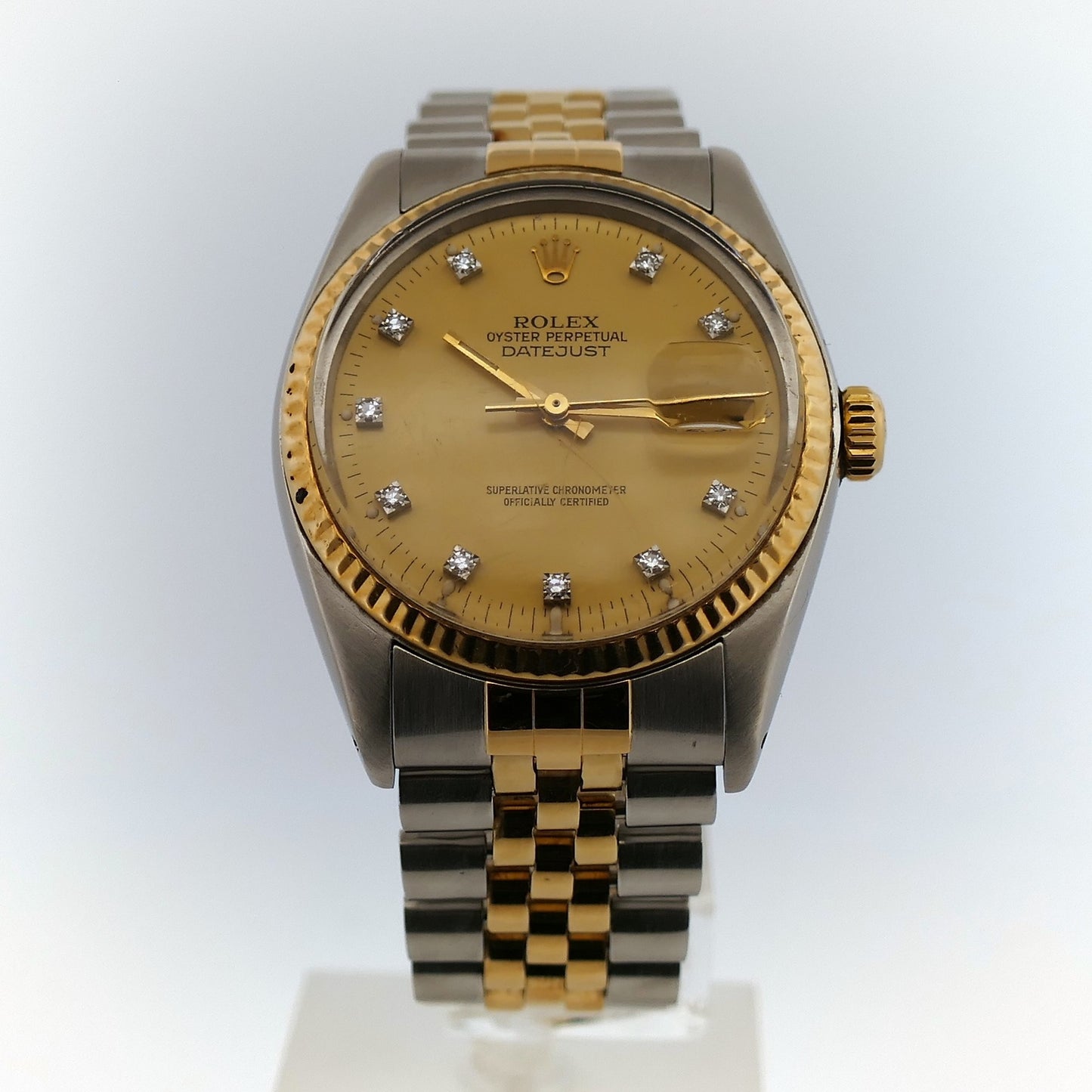 Rolex Datejust 16013 Champagner-Zifferblatt mit originalen Diamant-Indizes