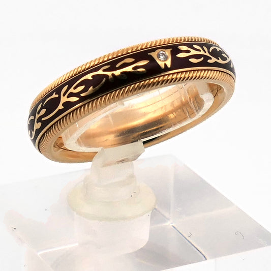 Wellendorff Ring Nougat Gelbgold 750 mit drehbarem Inlay, Größe 52, mit Papieren