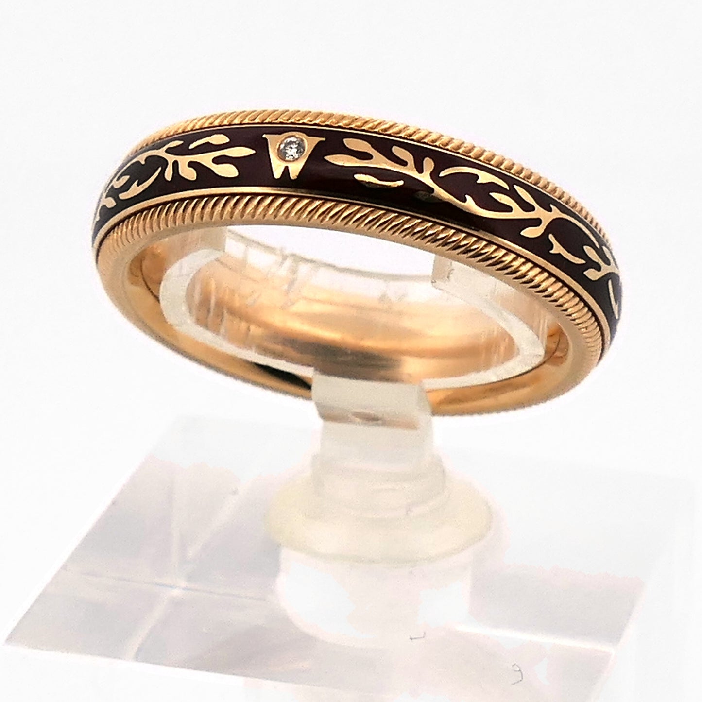Wellendorff Ring Nougat Gelbgold 750 mit drehbarem Inlay, Größe 52, mit Papieren
